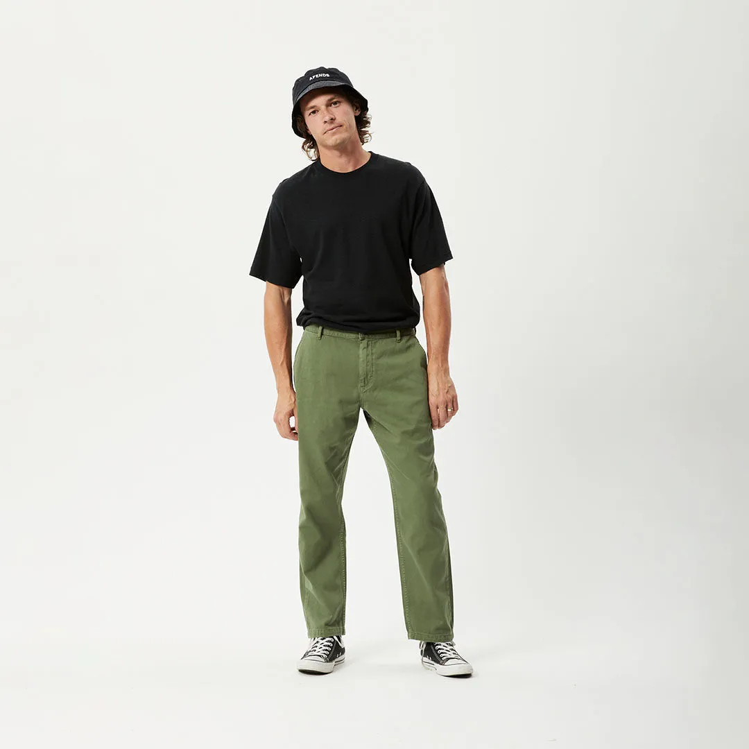 AFENDS Mens Ninety Twos - Twill Relaxed Pants - Cypress