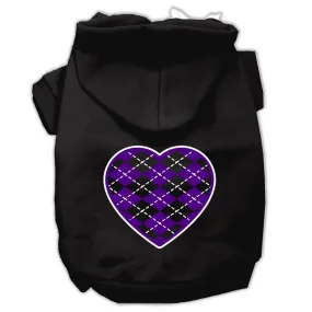 Argyle Heart Purple Screen Print Pet Hoodies Black Size XXXL (20)