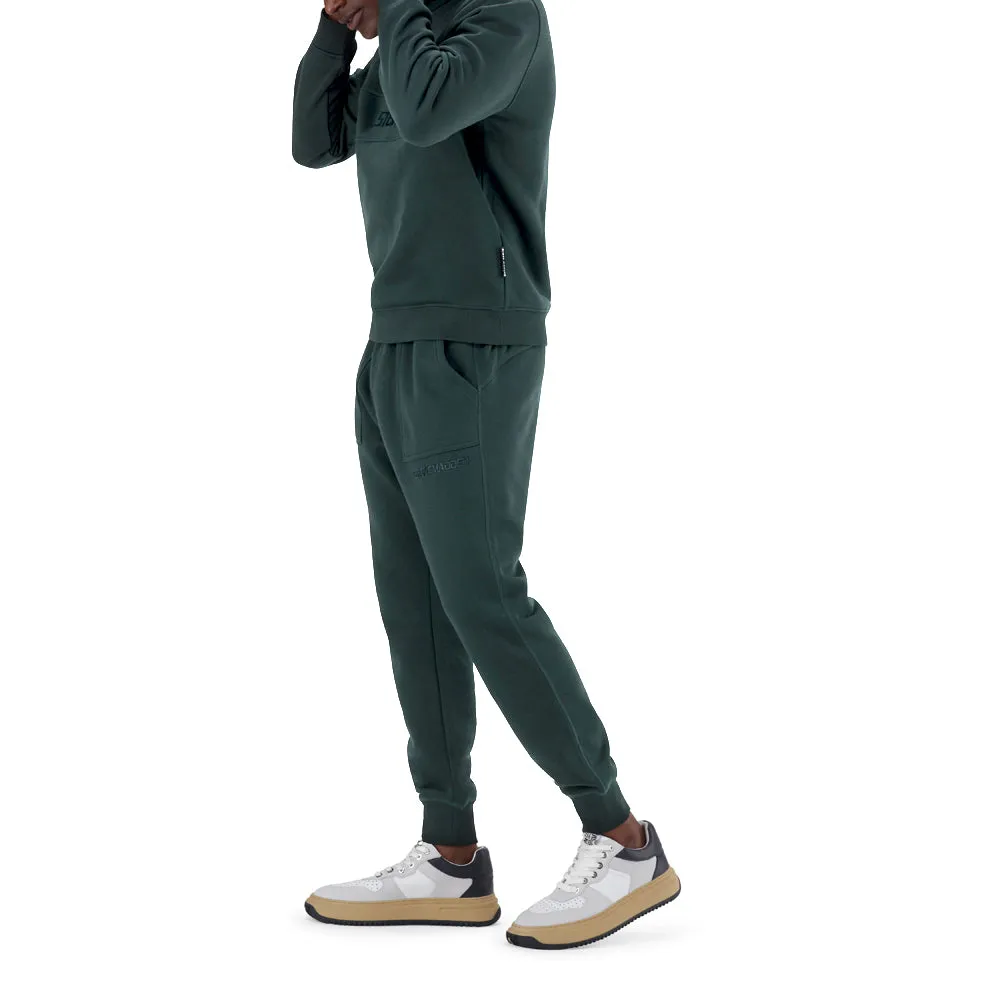 ASHER PINE GREEN  COLLARED FLEECE SWEAT WITH 1/4/ ZIP