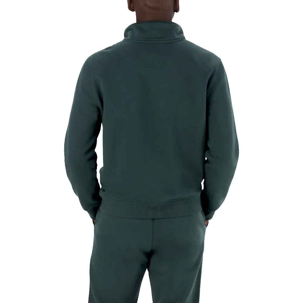 ASHER PINE GREEN  COLLARED FLEECE SWEAT WITH 1/4/ ZIP