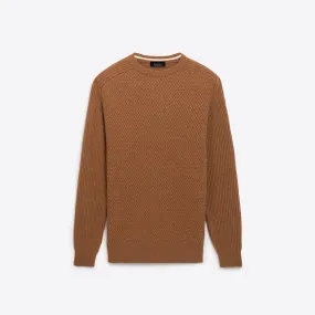 Basketweave Knit Crew Neck Sweater