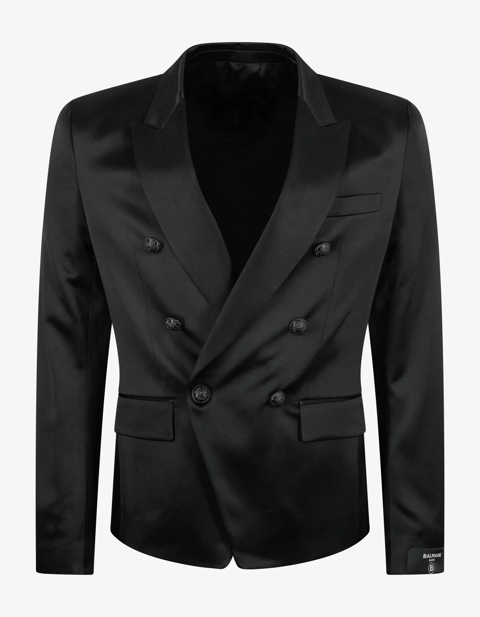 Luxurious Black Double-Breasted Silk Blazer for Men