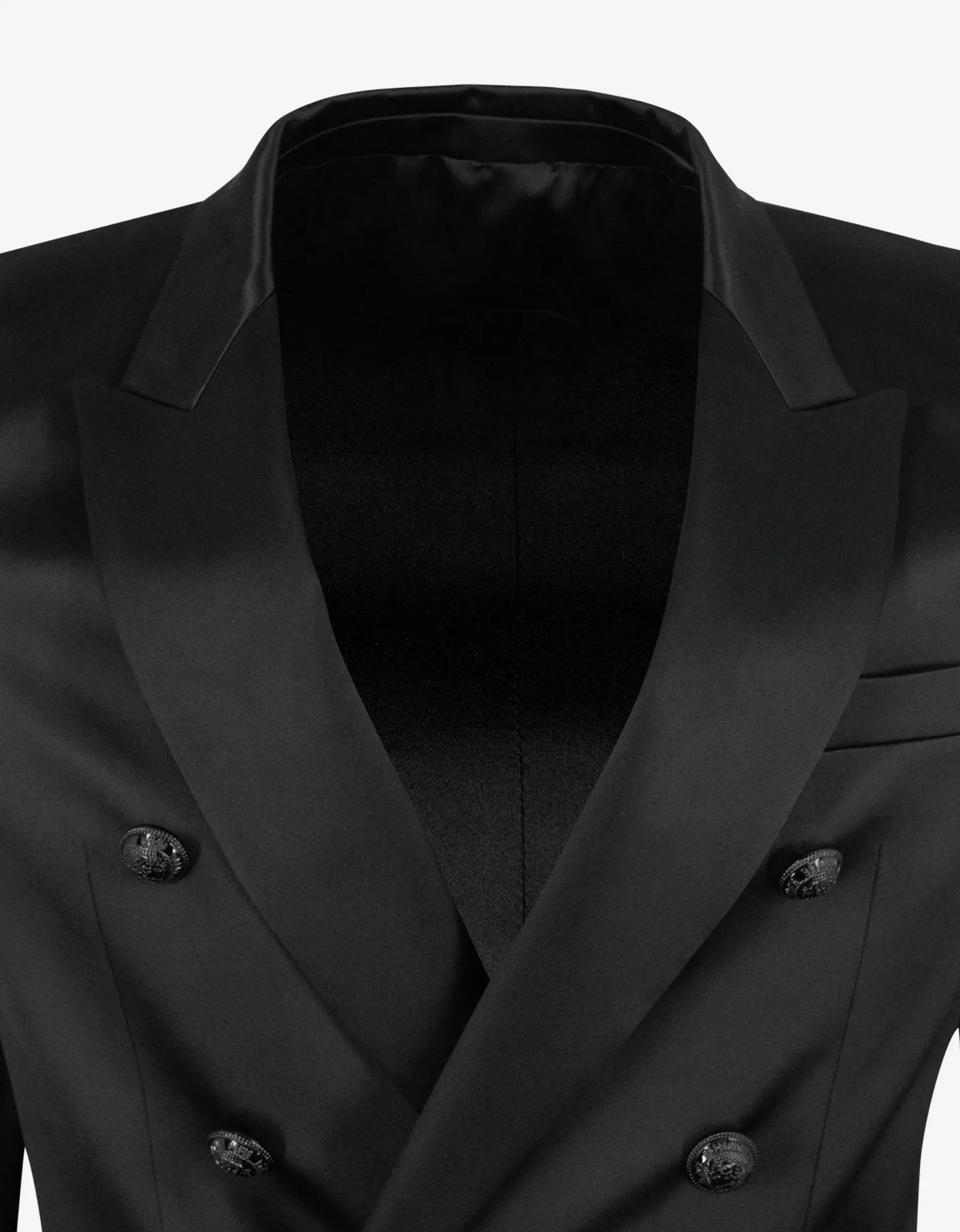 Luxurious Black Double-Breasted Silk Blazer for Men