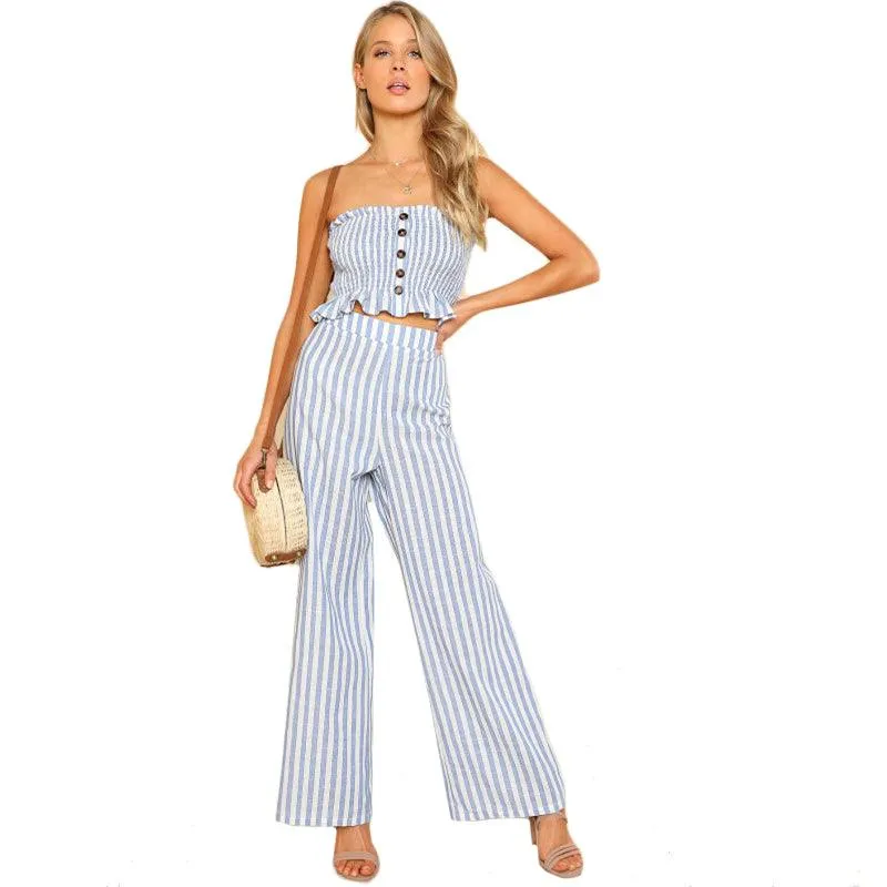 BLUE SKIES STRIPED RIGHT PANTS SET