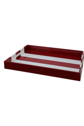 Burgundy and White Striped Lacquer Tray