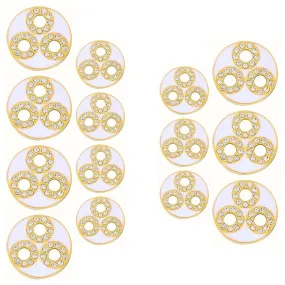 Circular Metal Buttons white Color with Diamond Accents(7 Big   7 Small)