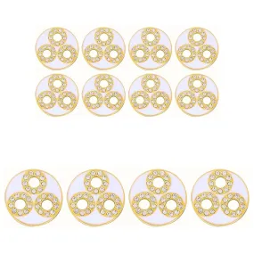 Circular Metal Buttons white Color with Diamond Accents(8 Small   4 Big)