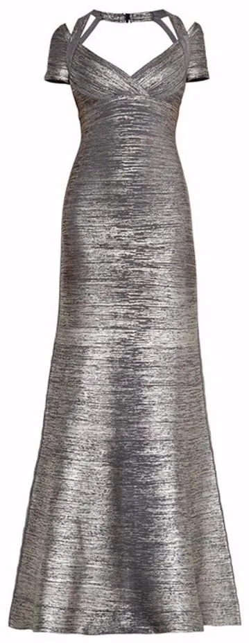 'Colette' Woodgrain Foil Print Gown