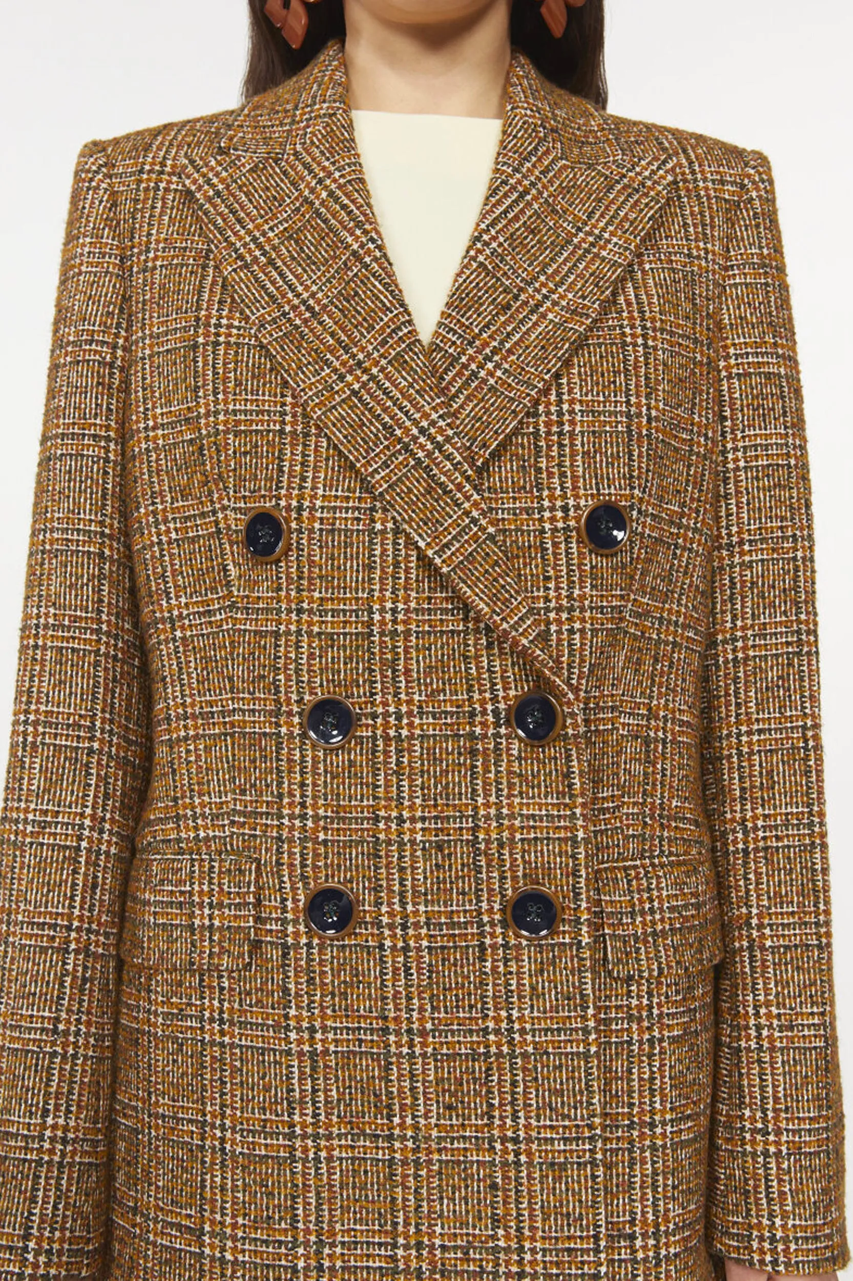 Como Check Blazer in Caramel Brown