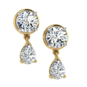 Diamond Dangle Jacket Earrings 14K Gold