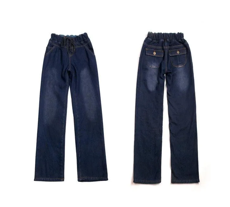 FLARED DRAWSTING DENIM PANTS