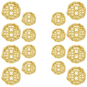 Gold Circular Metal Buttons with Grid Openwork Design(8 Big   8 Small)