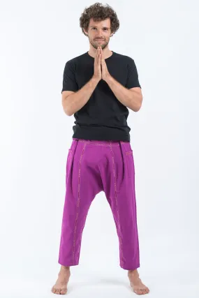 Hand Embroidered Men's Slim Cut Fisherman Pants in Purple