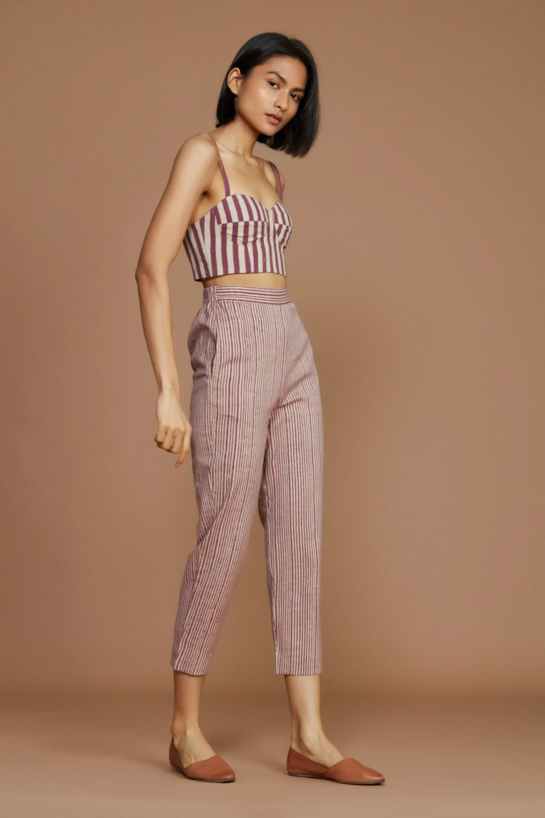 Ivory with Mauve Striped SE Pants