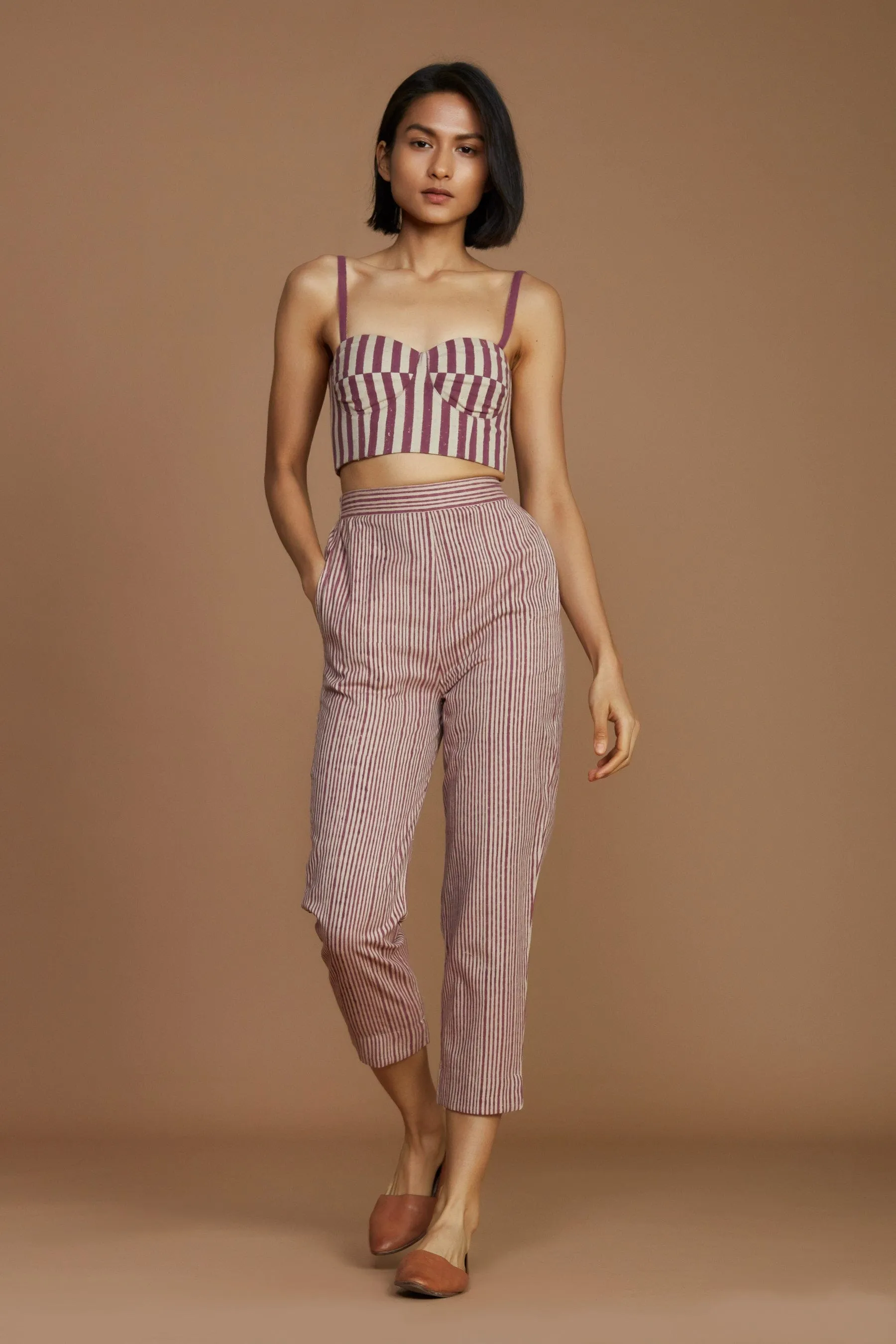 Ivory with Mauve Striped SE Pants