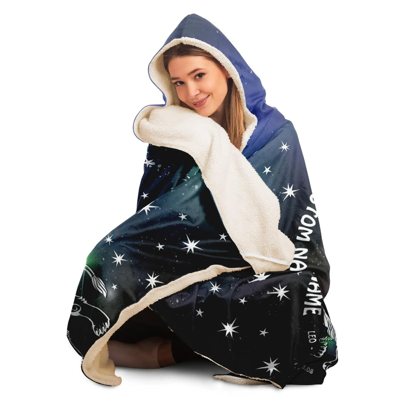 Leo Zodiac Star Sign Hooded Blanket, Leo Hooded Throw, Leo Birth Sign Blanket, Vivid Pattern Blanket, Teen Girls Adult Hooded Blanket