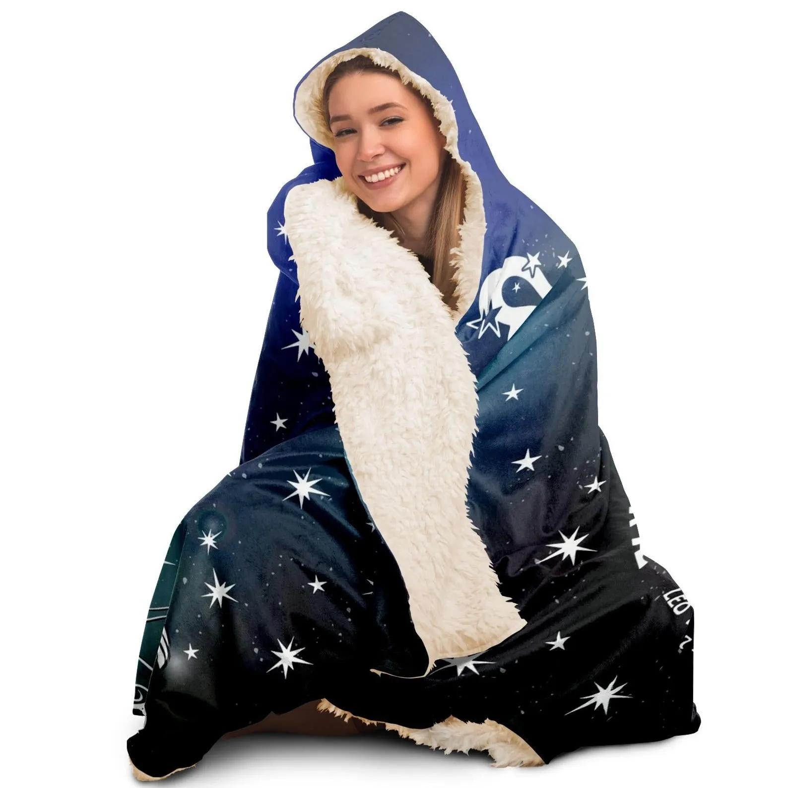 Leo Zodiac Star Sign Hooded Blanket, Leo Hooded Throw, Leo Birth Sign Blanket, Vivid Pattern Blanket, Teen Girls Adult Hooded Blanket