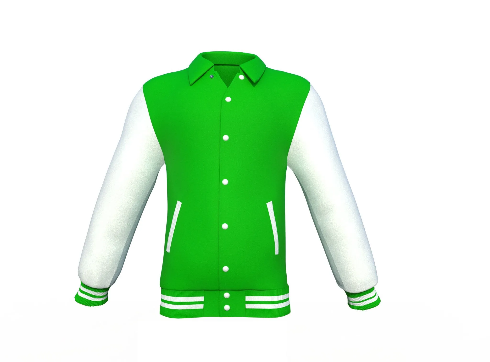 Light Green Varsity Letterman Jacket with White Sleeves