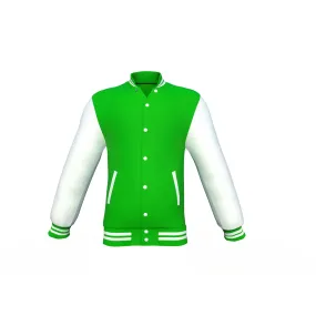 Light Green Varsity Letterman Jacket with White Sleeves