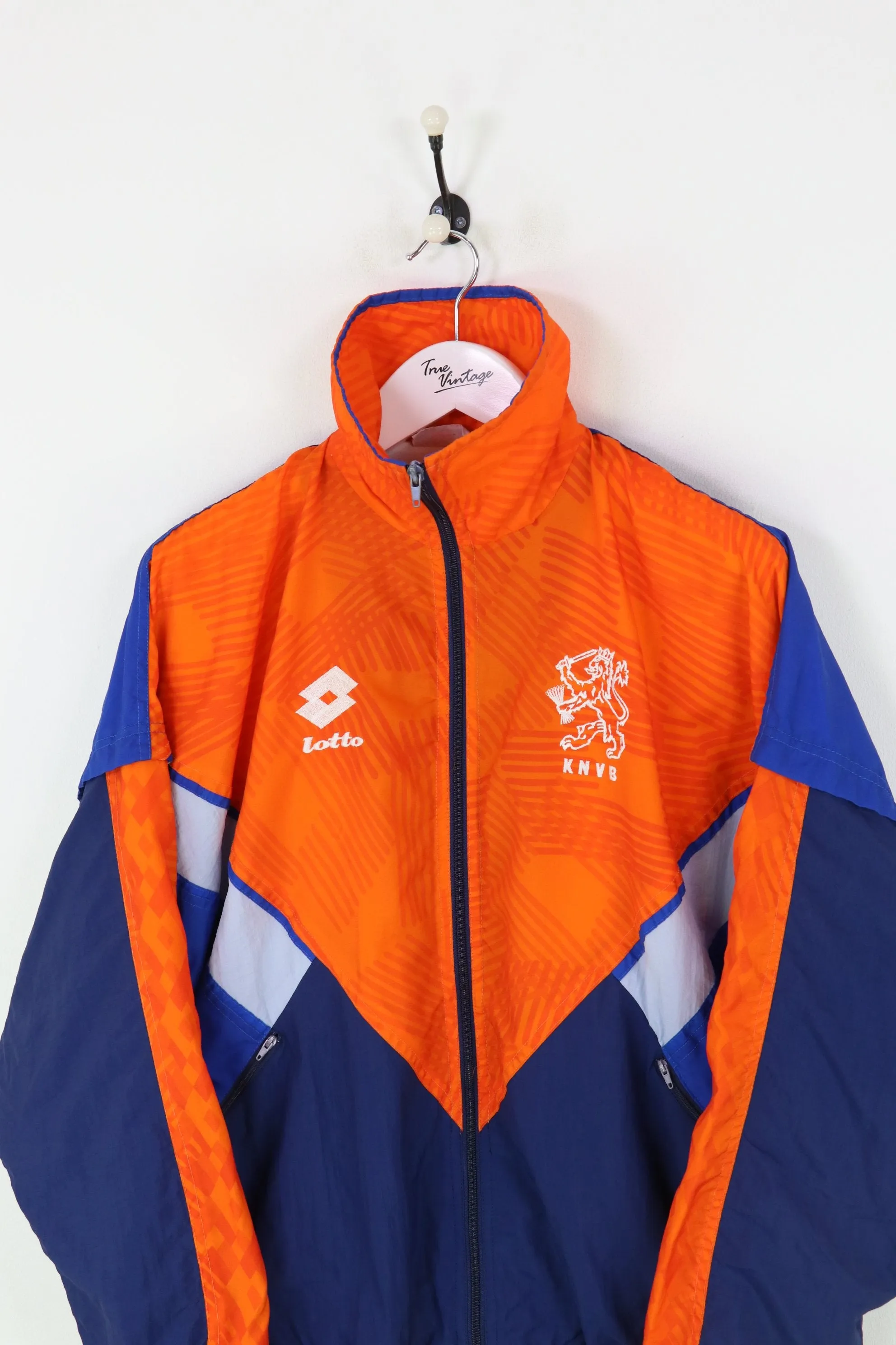 Vintage Style Shell Suit Jacket - Lotto Netherlands, Orange/Blue, Size Medium