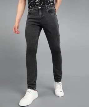 Men's Carbon Grey Regular Fit Washed Jeans Stretchable