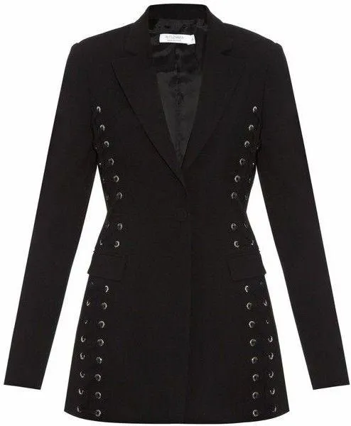 'Merrie' Lace-up Black Blazer