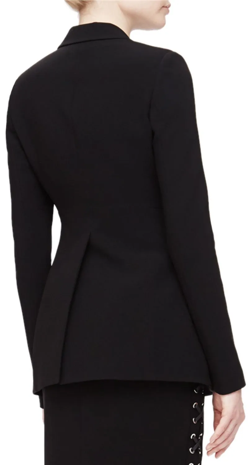 'Merrie' Lace-up Black Blazer