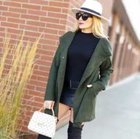 Olive Green Hooded Cardigan