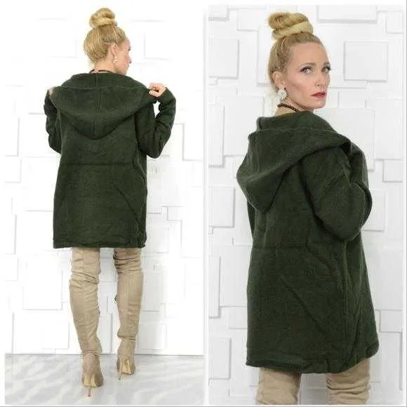 Olive Green Hooded Cardigan