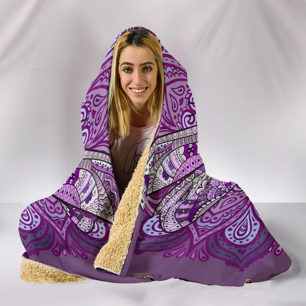 Purple Dragonfly Mandala Hooded Blanket