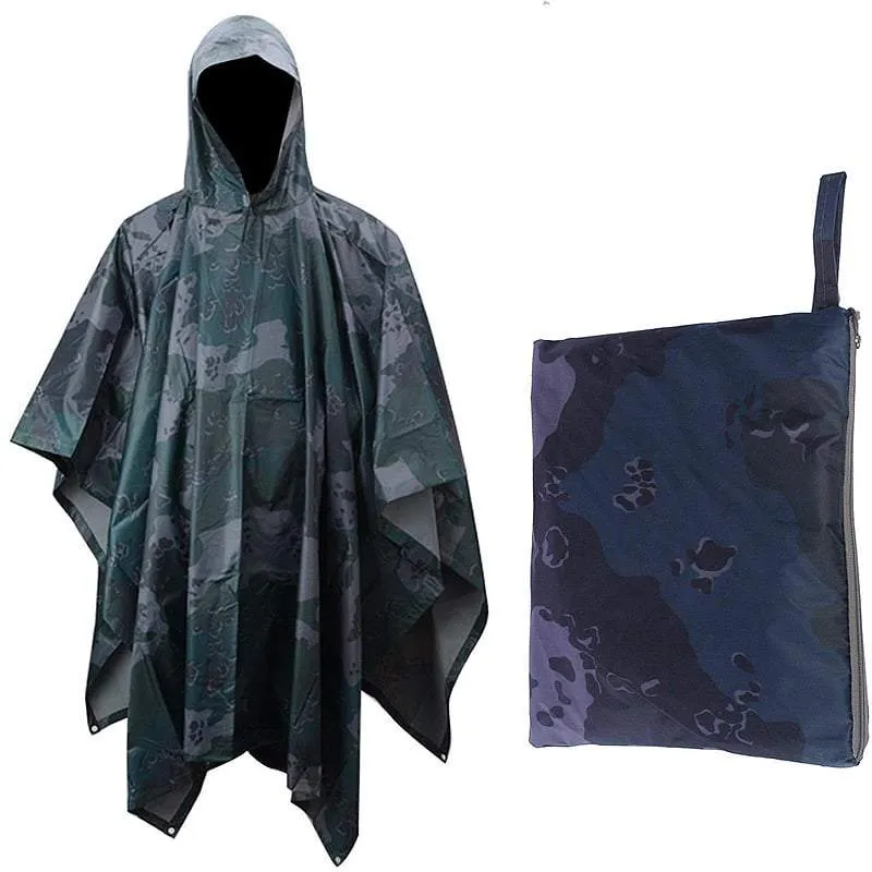 SA-RC1 Military Style Hooded Rain Poncho & Multi-Purpose Waterproof Shelter / Tent / Picnic Mat