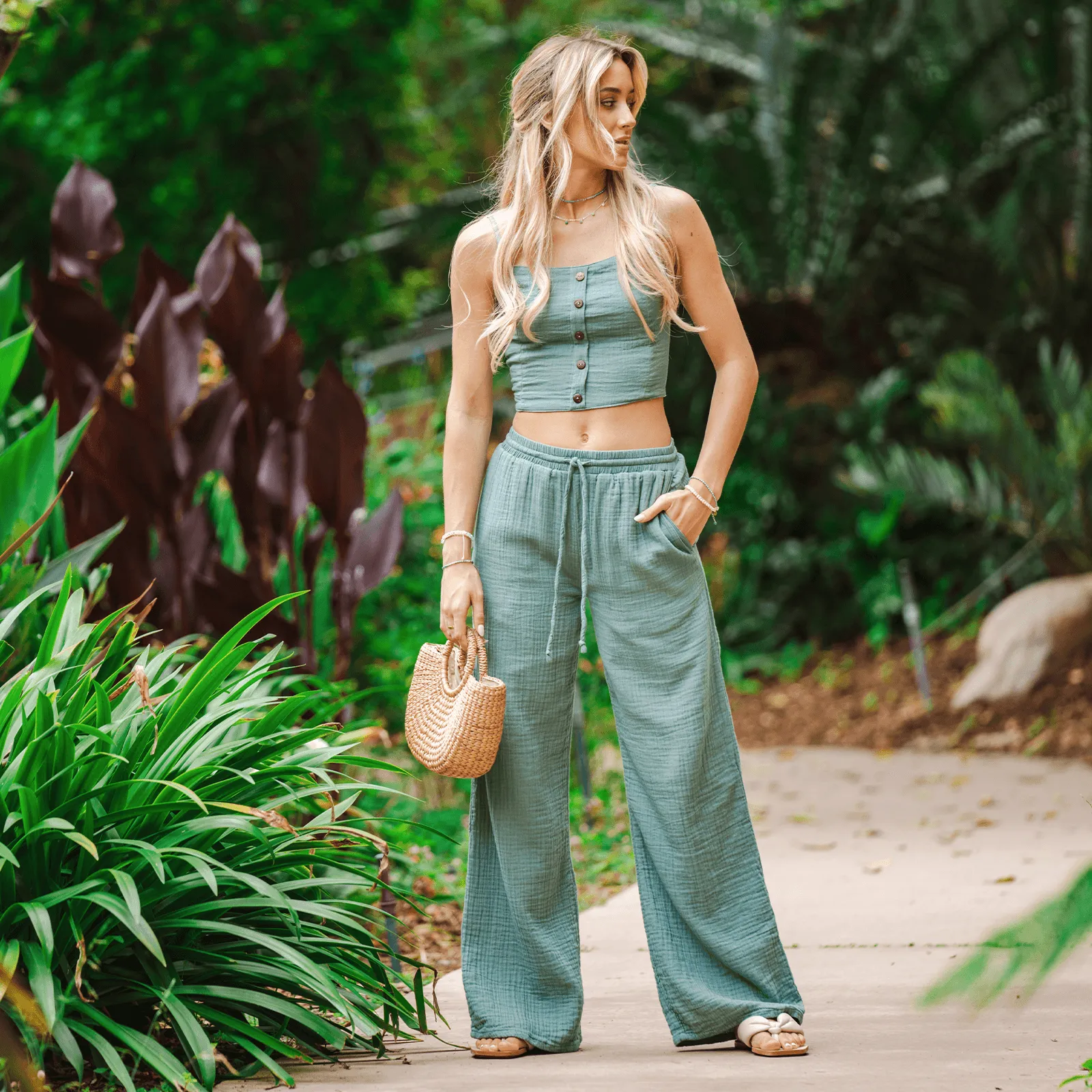 Sage Cotton Cabana Pants