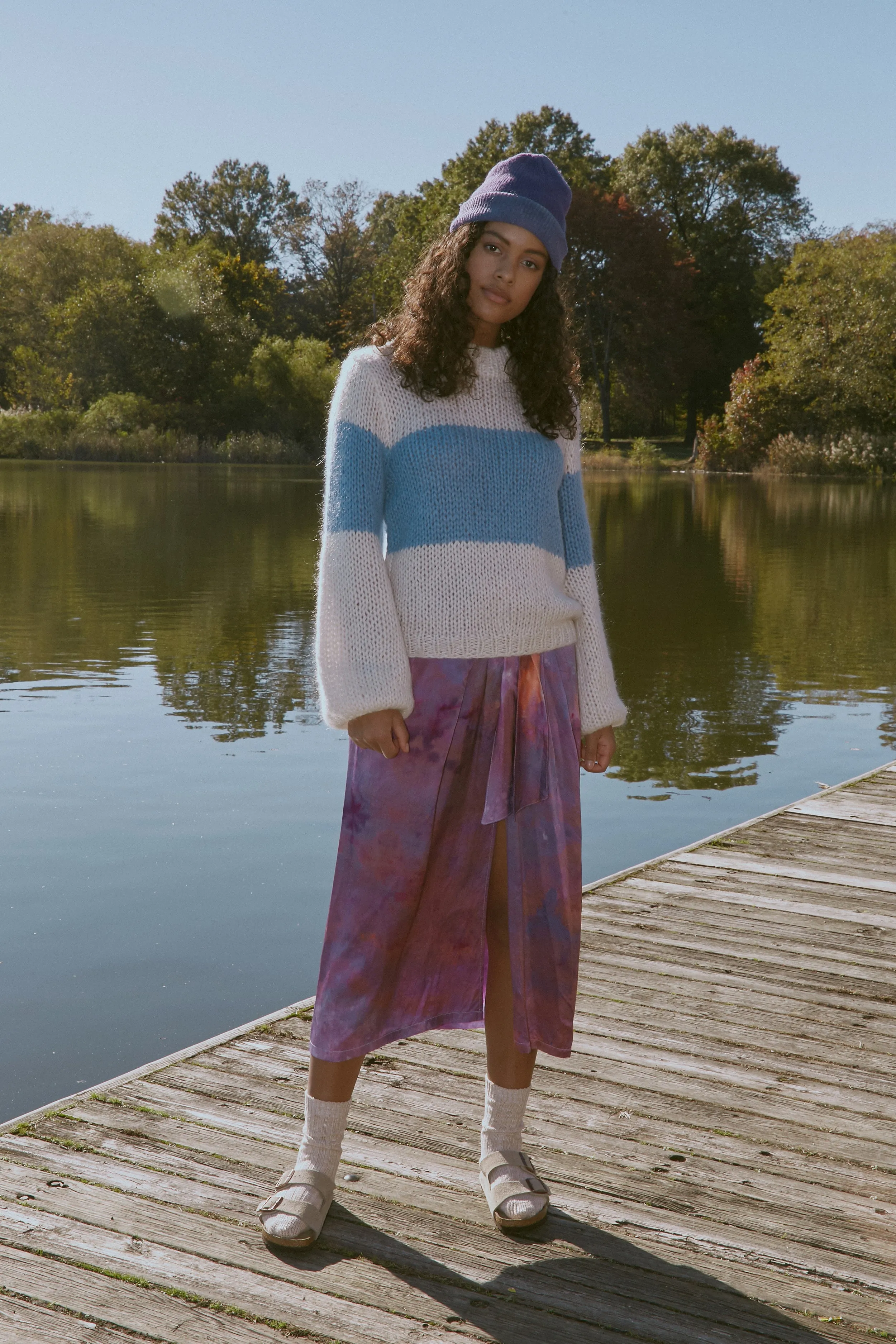 Silk Tie Skirt in Purple