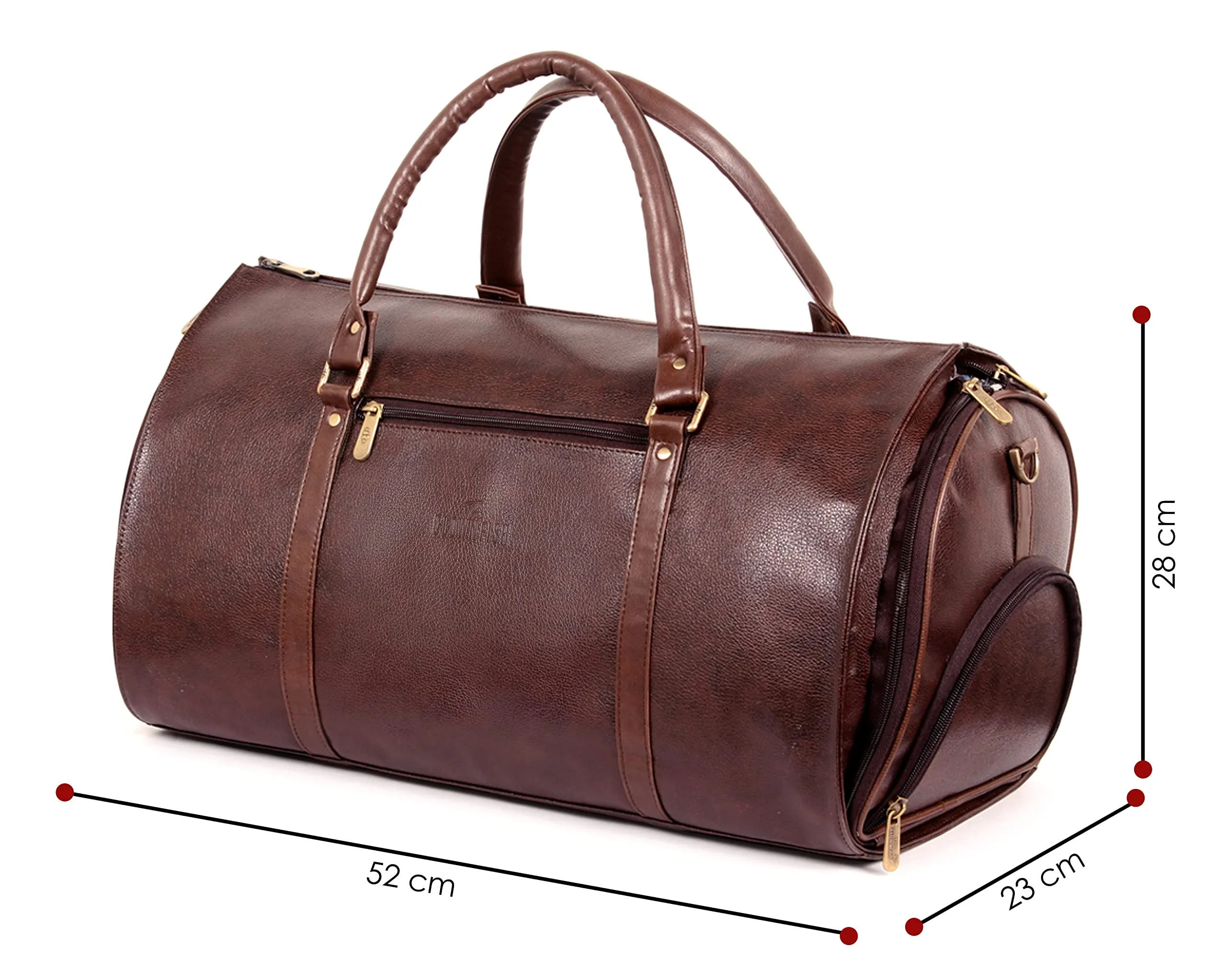 The Clownfish Amaze Faux Leather Blazer Suit Coat Foldable Bag Garment Cover Travel Convertible Duffle Bag (Dark Brown)